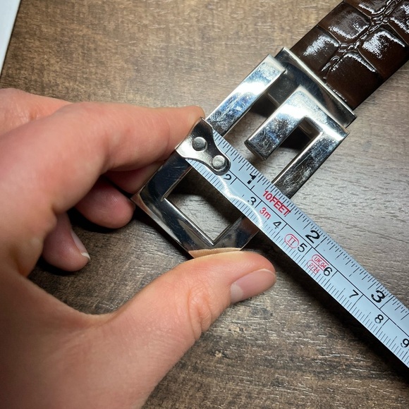 Croc Pattern Embossed Belts Bonded Leather Belt G Buckle - Picture 9 of 10